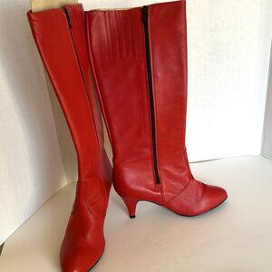 Vintage 80s Red Sexy Dressy Knee-High Pump Heels. Size 8